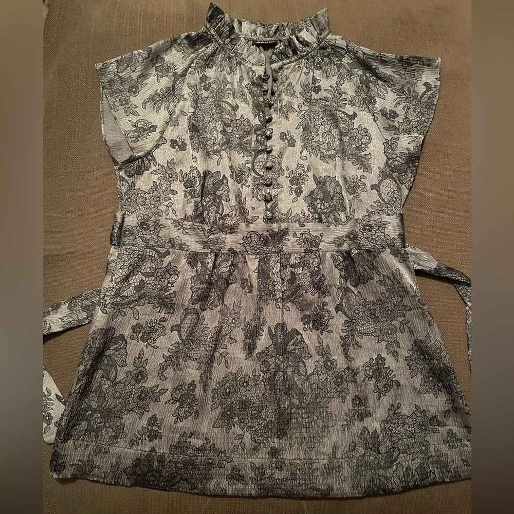 Silver tie back blouse
